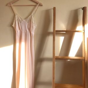 Vintage Light Pink Silk Nightgown with Lace